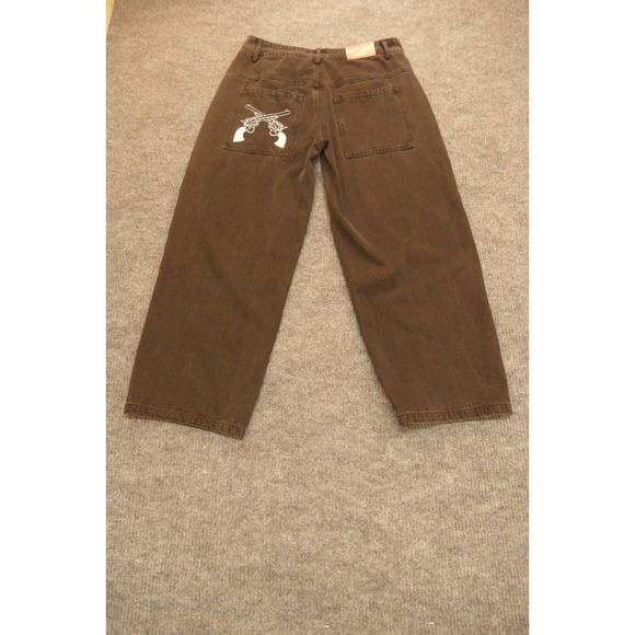 Men's Vivere Black Baggy Denim Jeans With Colt Gun Embroidery Size 34 Waist x 30 - Picture 3 of 11